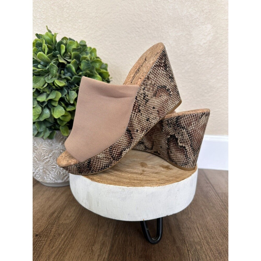 Lucky Brand Marilynn Wedge Women's 7 M Shoes Snakeskin Nomad/Natural Slip On